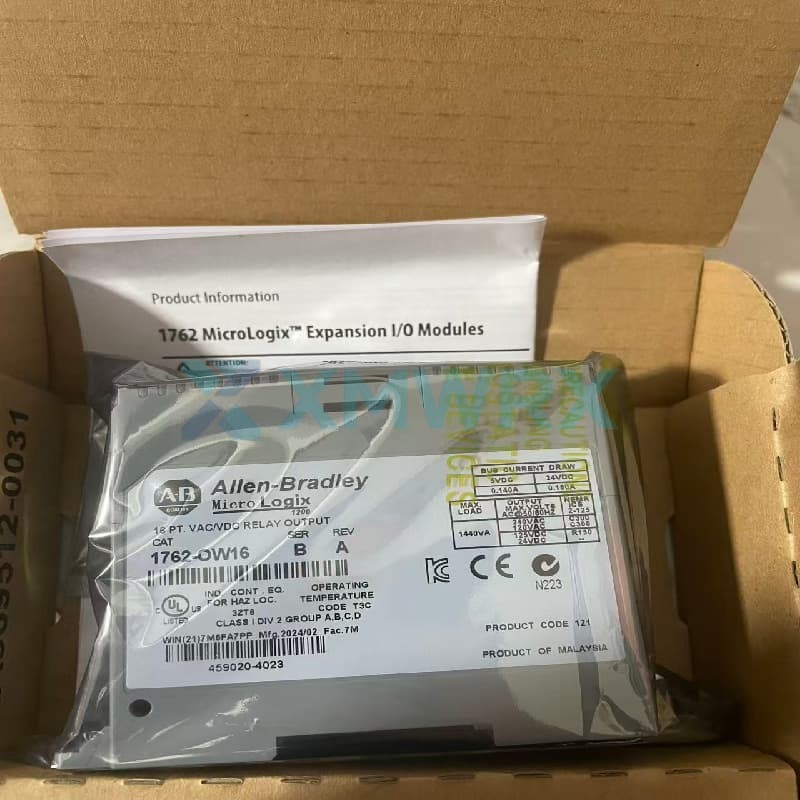 Allen Bradley  1762-0W16/B   A 16-point relay output expansion module from the MicroLogix series.