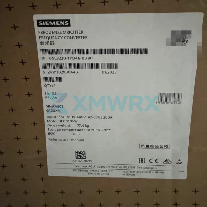 SIEMENS  6SL3220-1YD46-0UB0  SINAMICS G120XA series frequency inverters